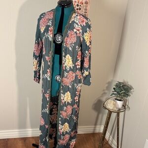 Blue Rain Lace Detail Kimono